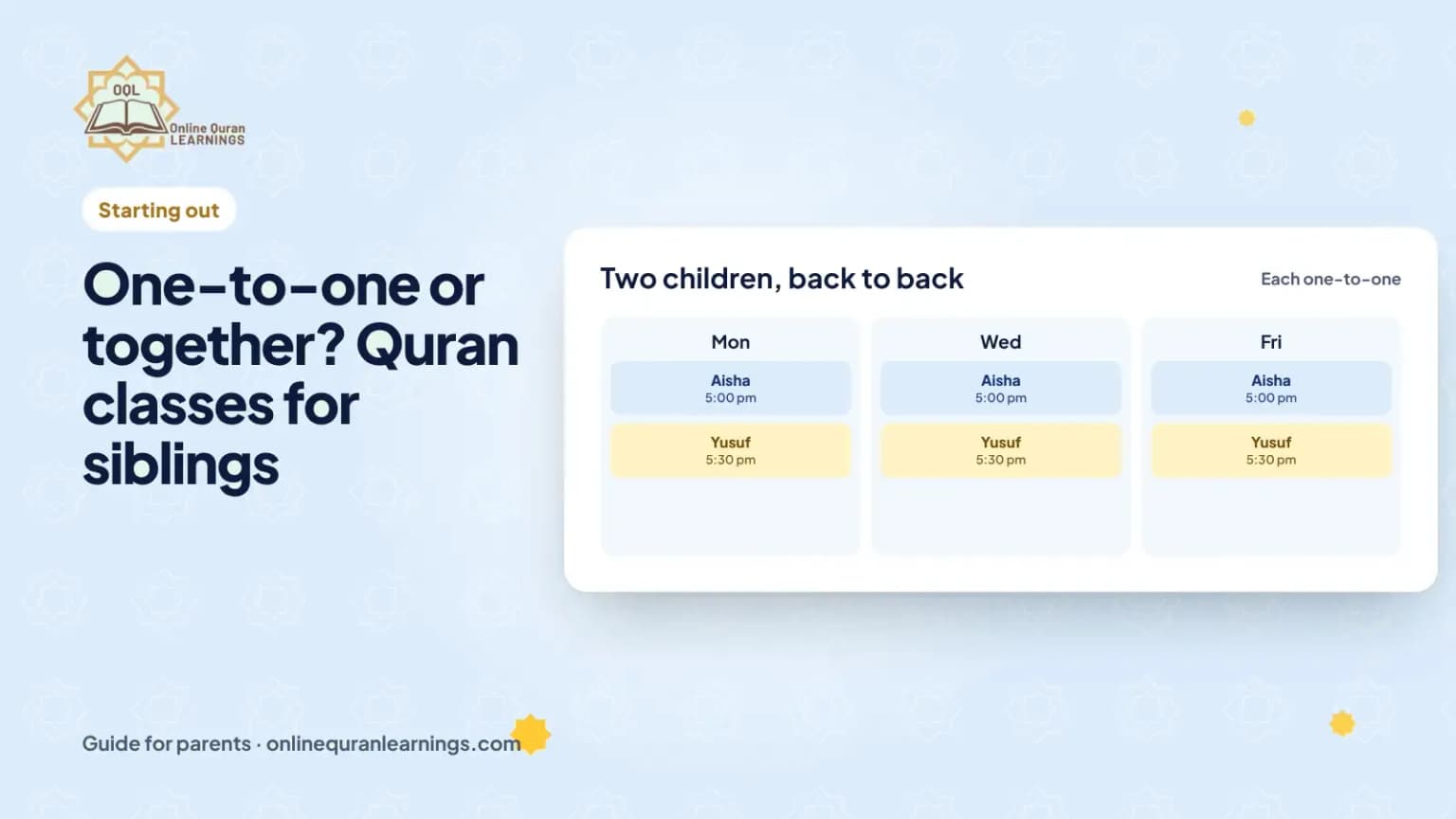 One-to-one or together? Quran classes for siblings: a guide for parents from Online Quran Learnings