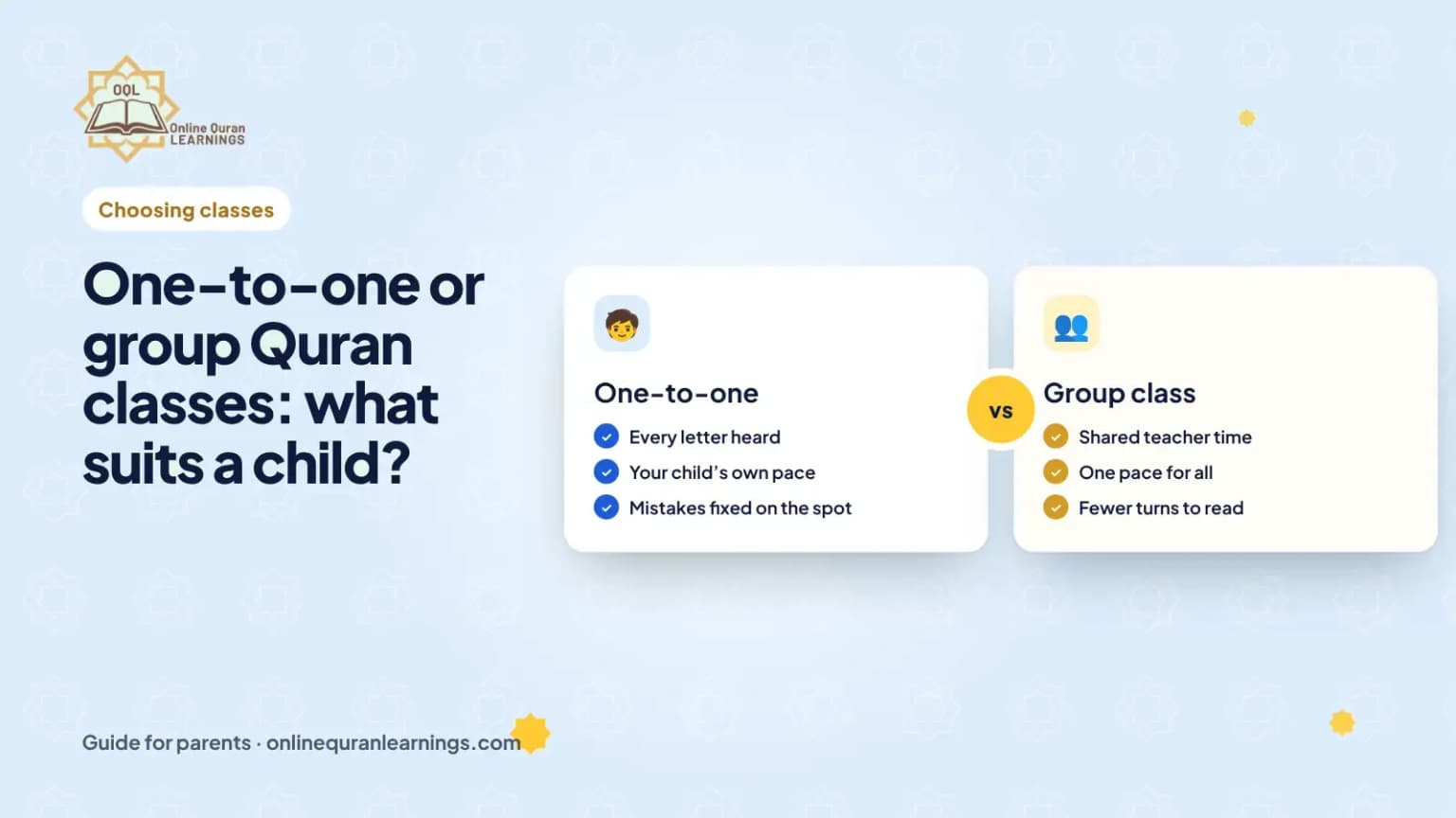 One-to-one or group Quran classes: what suits a child?: a guide for parents from Online Quran Learnings