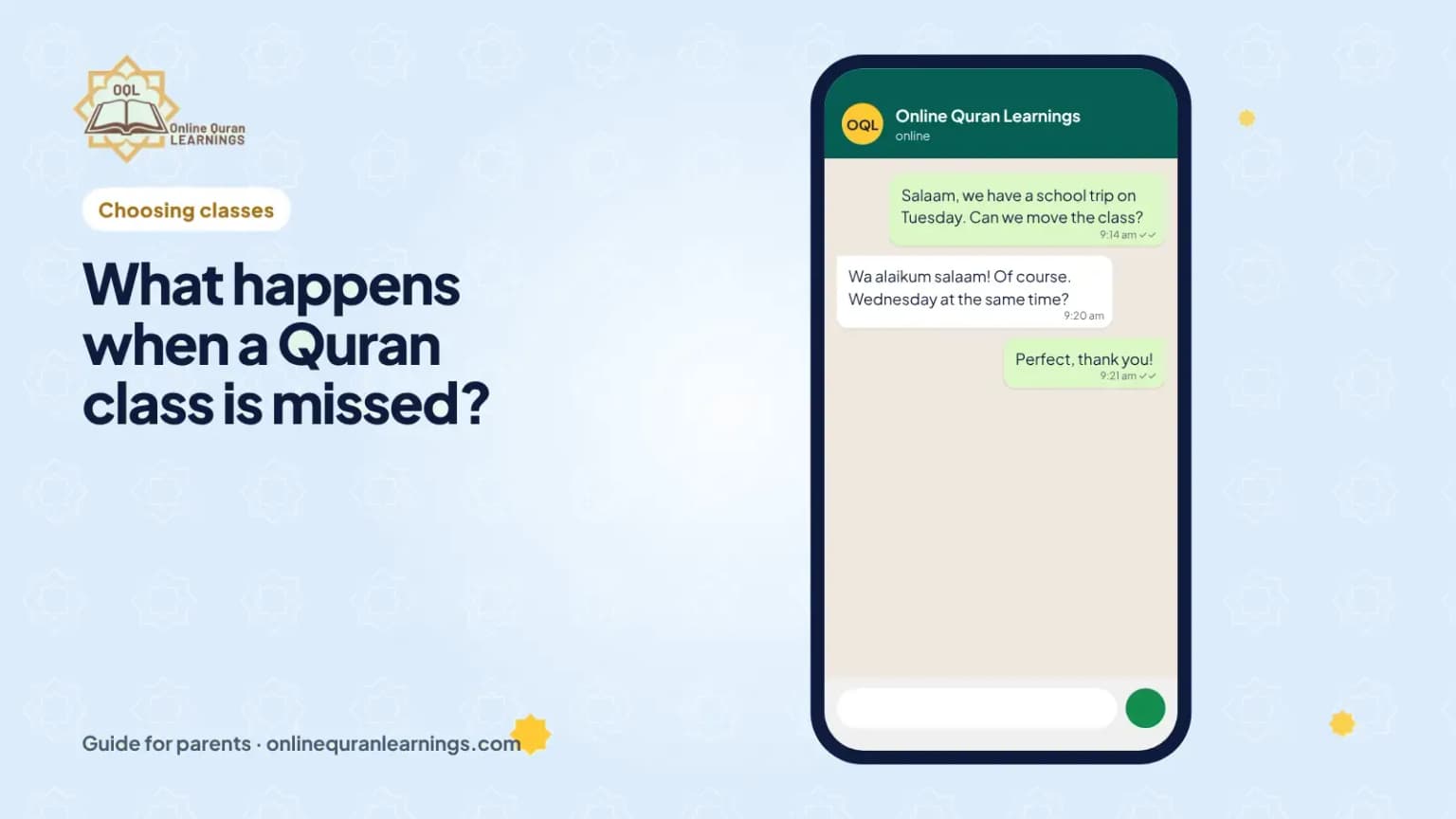 What happens when a Quran class is missed?: a guide for parents from Online Quran Learnings