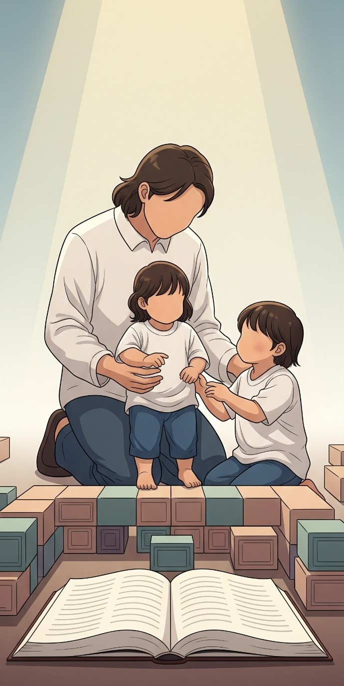 Laying the Foundation of Faith for Your Children Muslim parent guiding children in Quran learning and Laying Islamic foundation of faith.