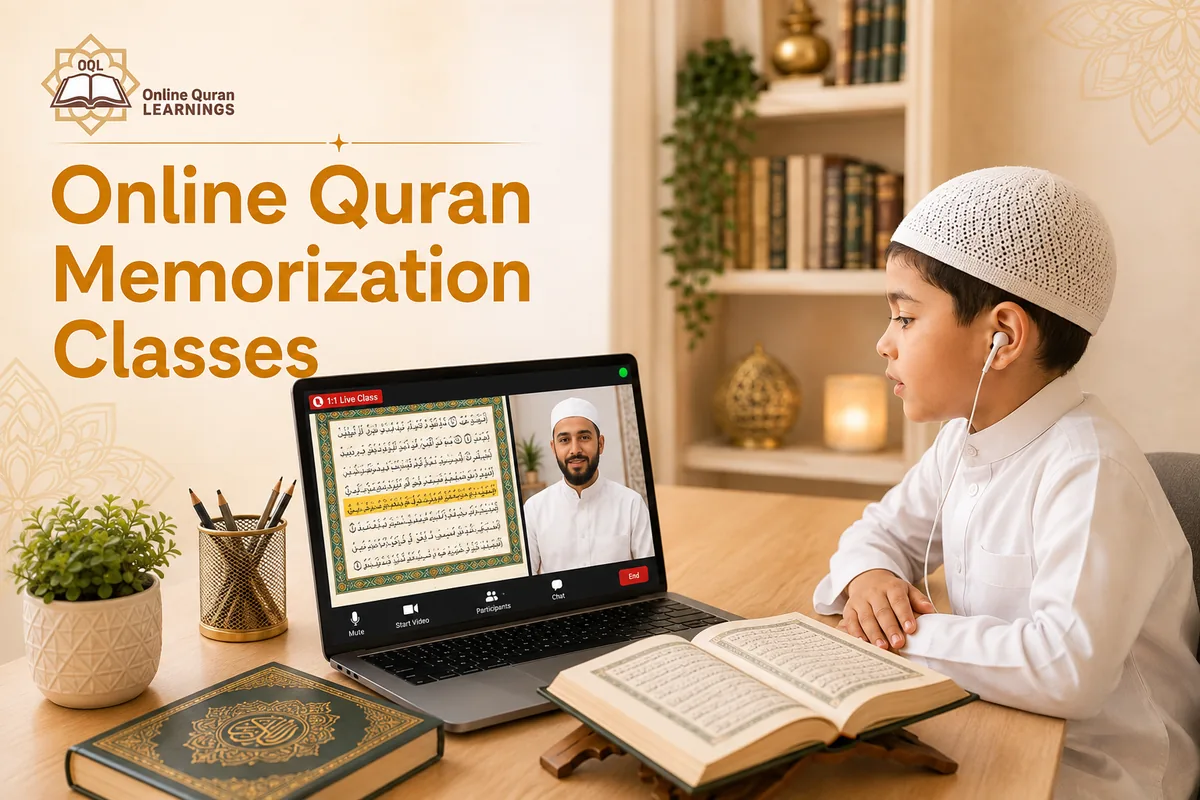 Young student taking online Quran memorization classes